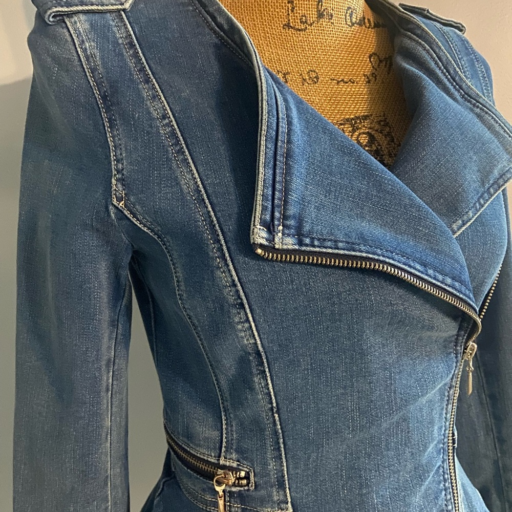 White House Black Market Sz 00 Women’s Blue Jean Jacket - Picture 5 of 13